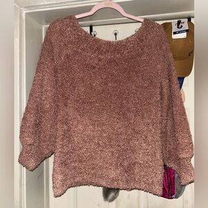 Windsor pink Crew Neck Sweater Plush Cozy Texture